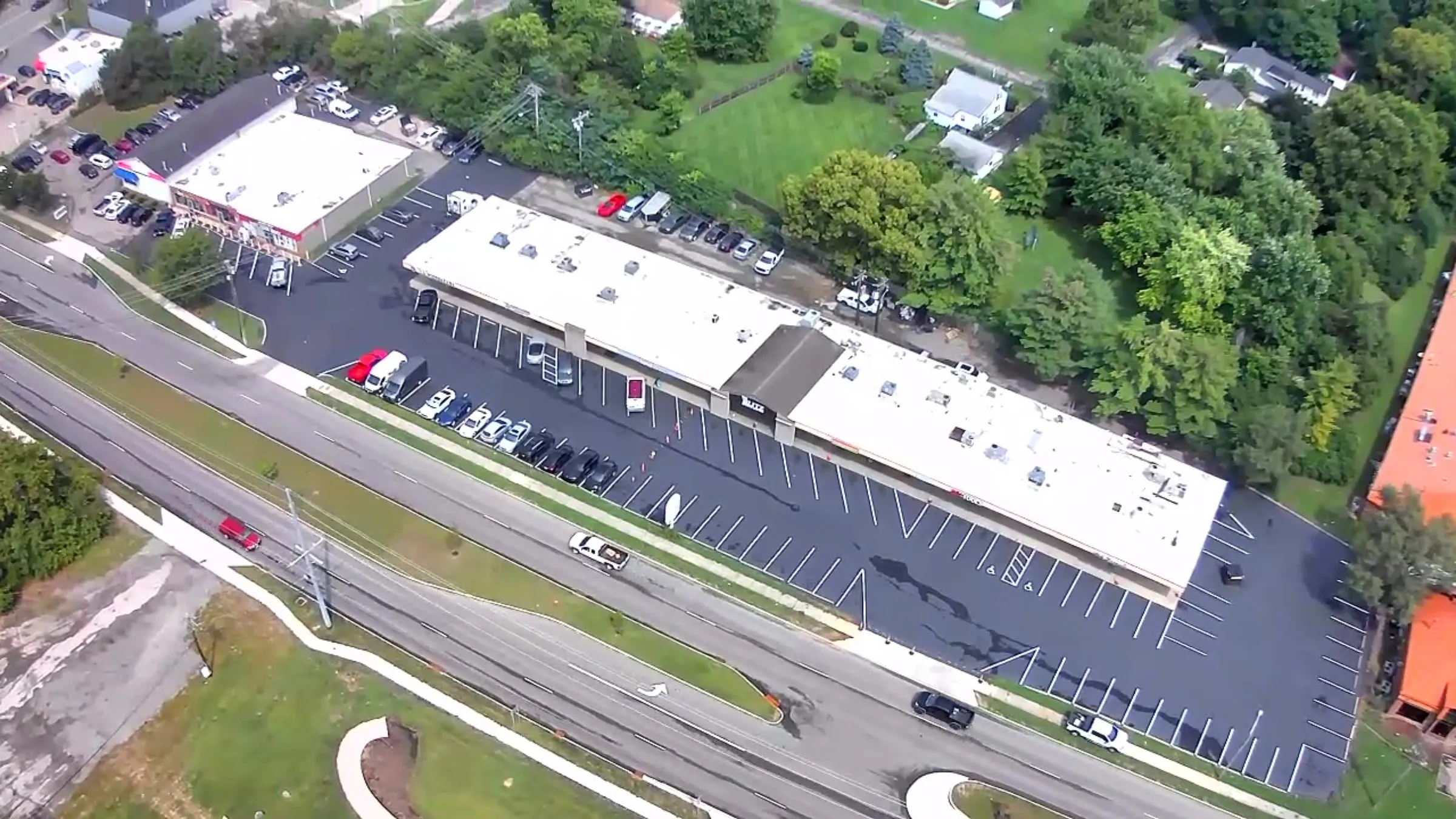 Commercial parking lot sealcoating and line striping project in Cincinnati, OH
